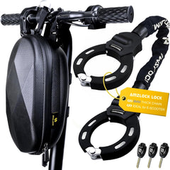 AMZLOCK front view showing lock and pouch, secure and portable