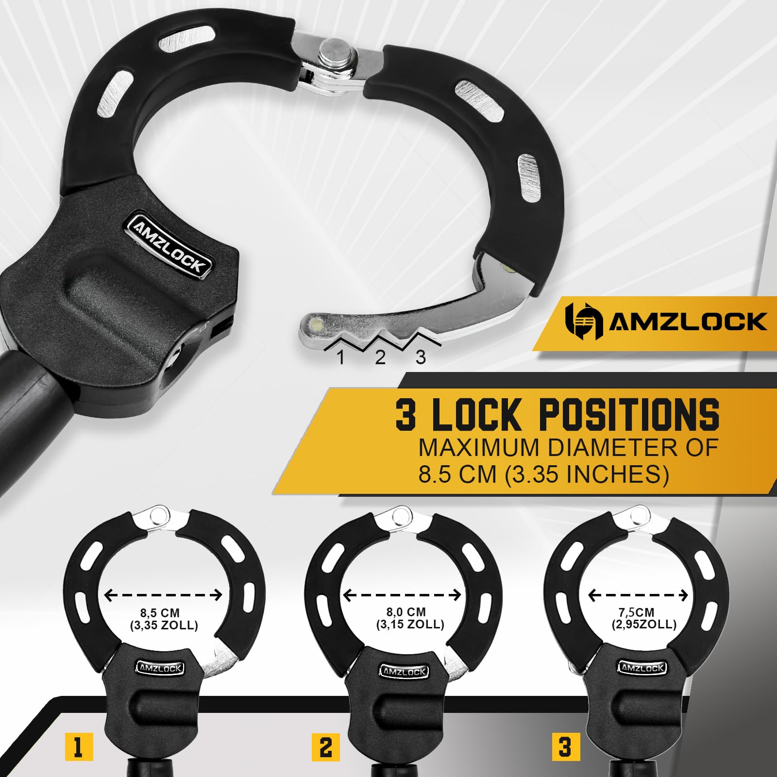 AMZLOCK rubber-covered lock head, protects scooter finish