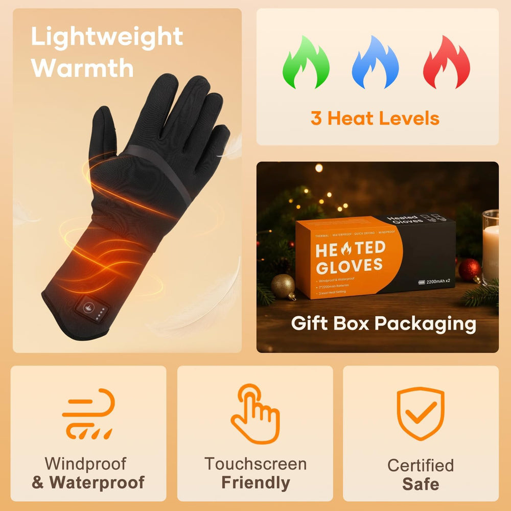 AMZYXH glove display closeup showing heat level and battery for easy monitoring