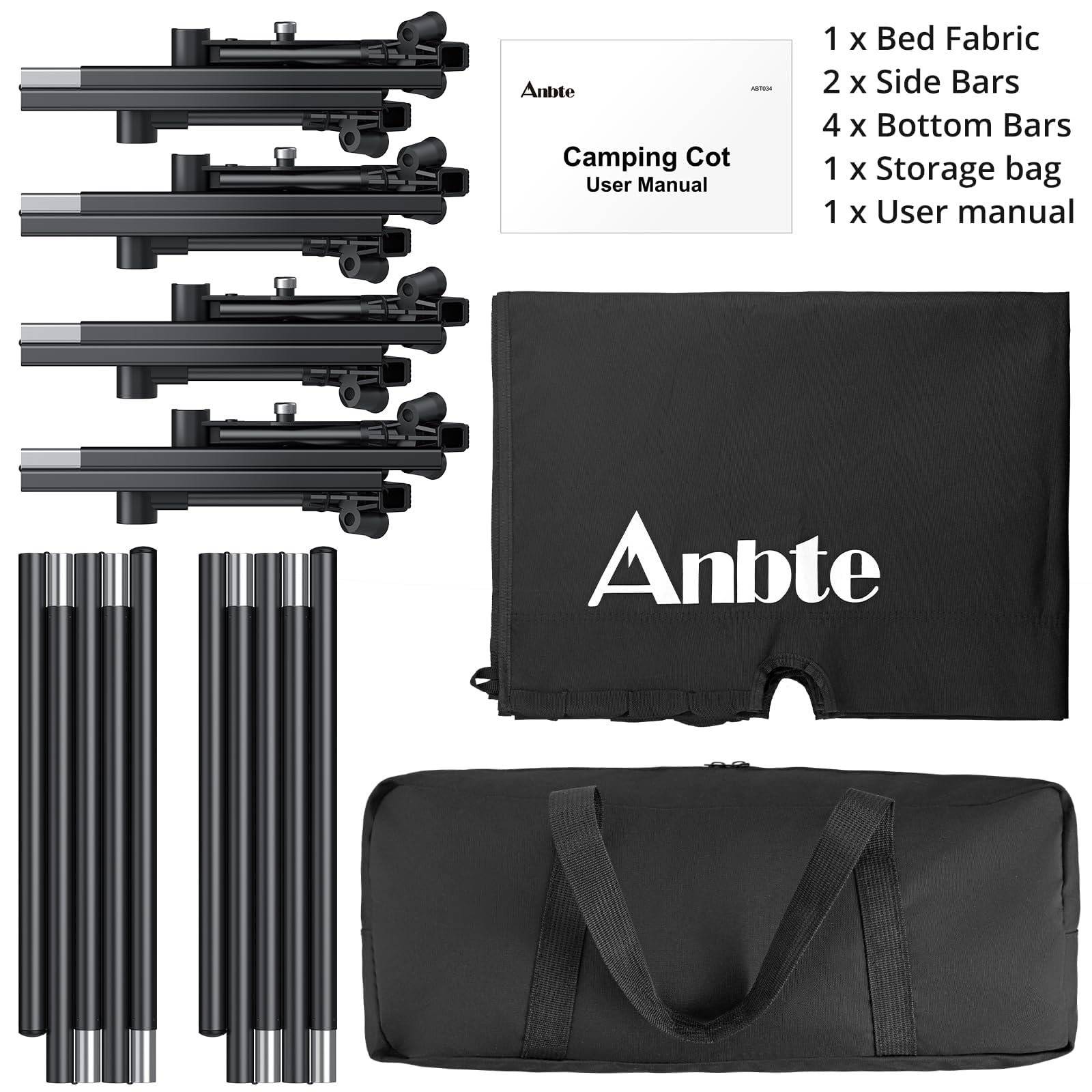 Anbte cot side view with ruler showing 8 inch elevation and comfortable height