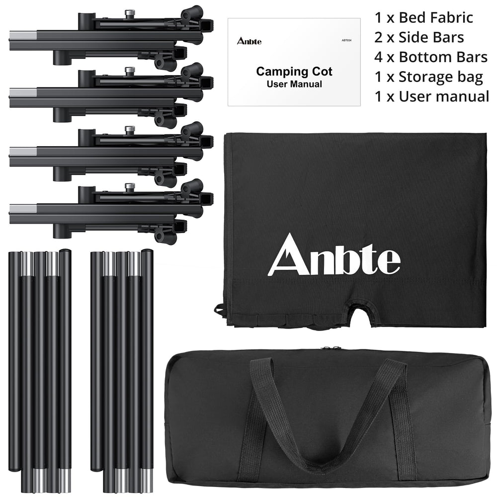 Anbte cot side view with ruler showing 8 inch elevation and comfortable height