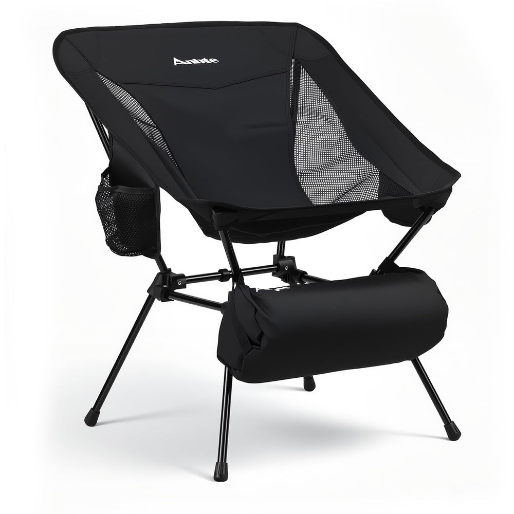 Anbte front view folded and open showing compact portability and quick setup