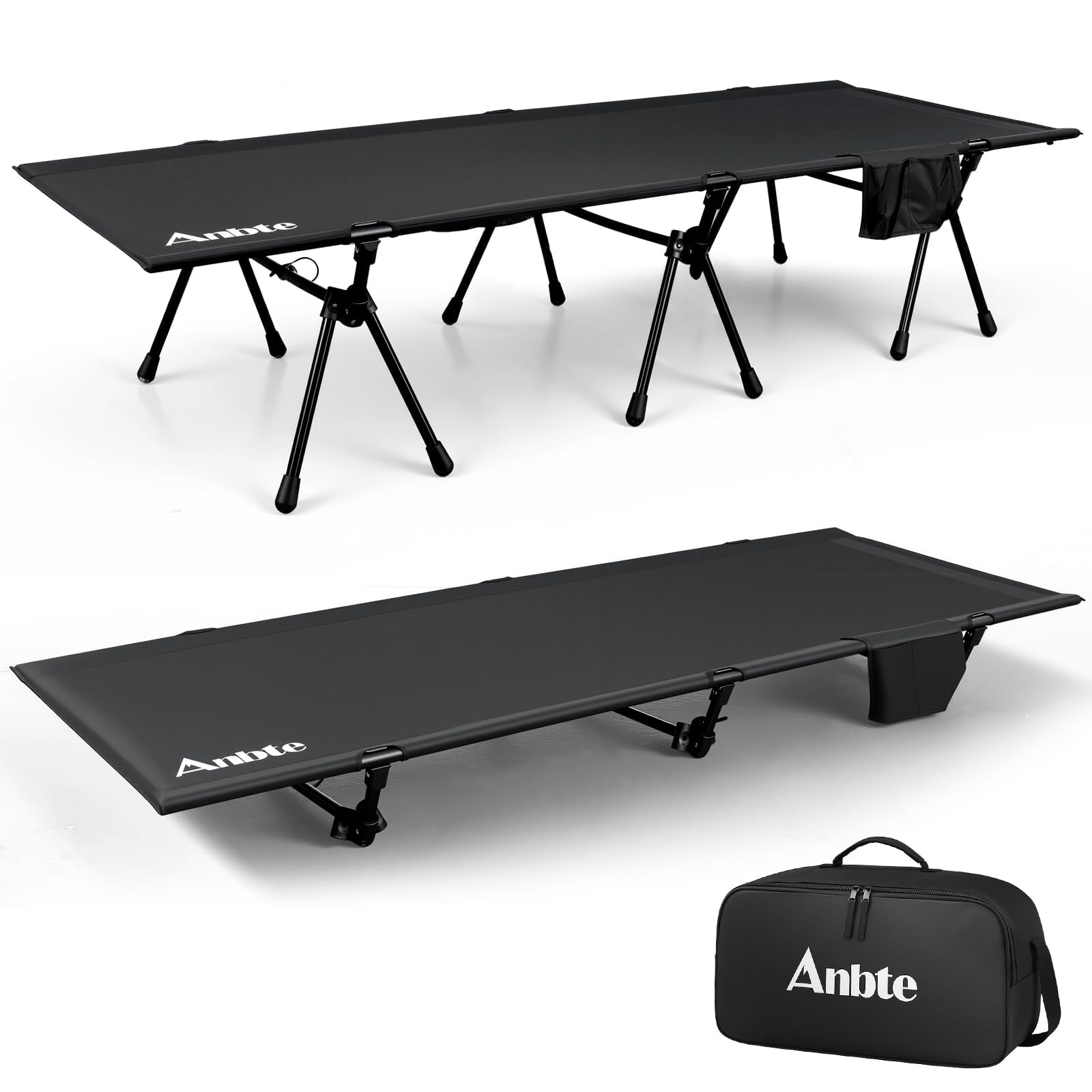 Anbte front view folded cot shows compact portability and easy transport