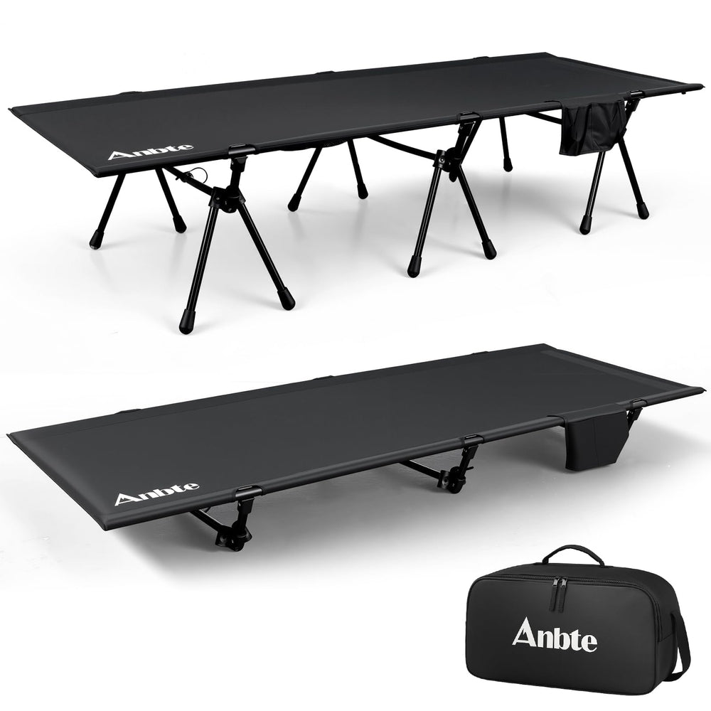 Anbte front view folded cot shows compact portability and easy transport