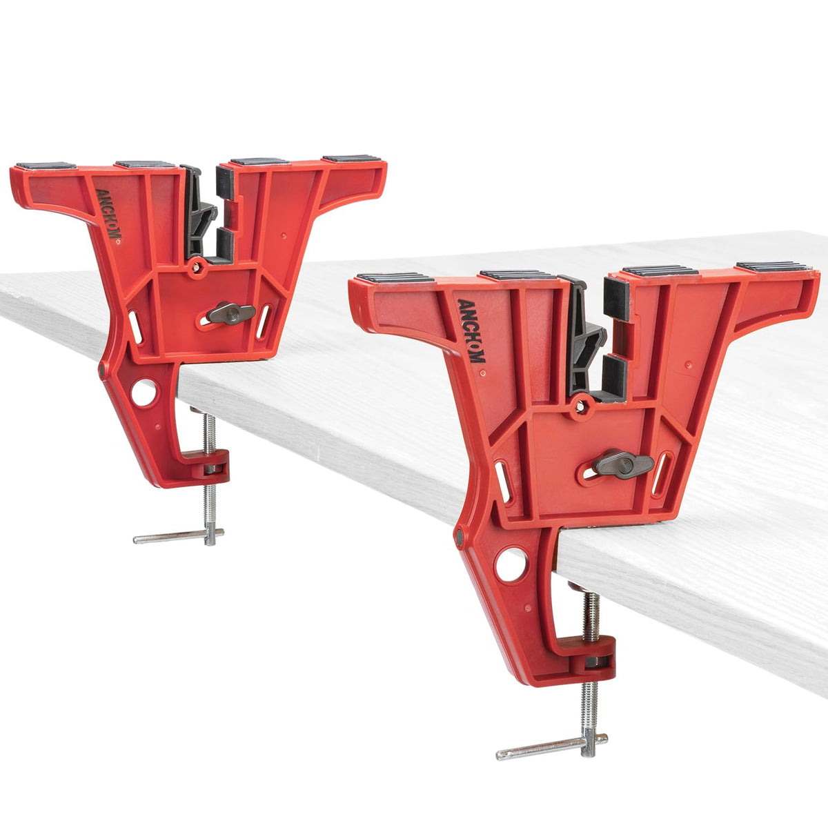 ANCHOM front view of clamp set showing two vises and components for stable tuning