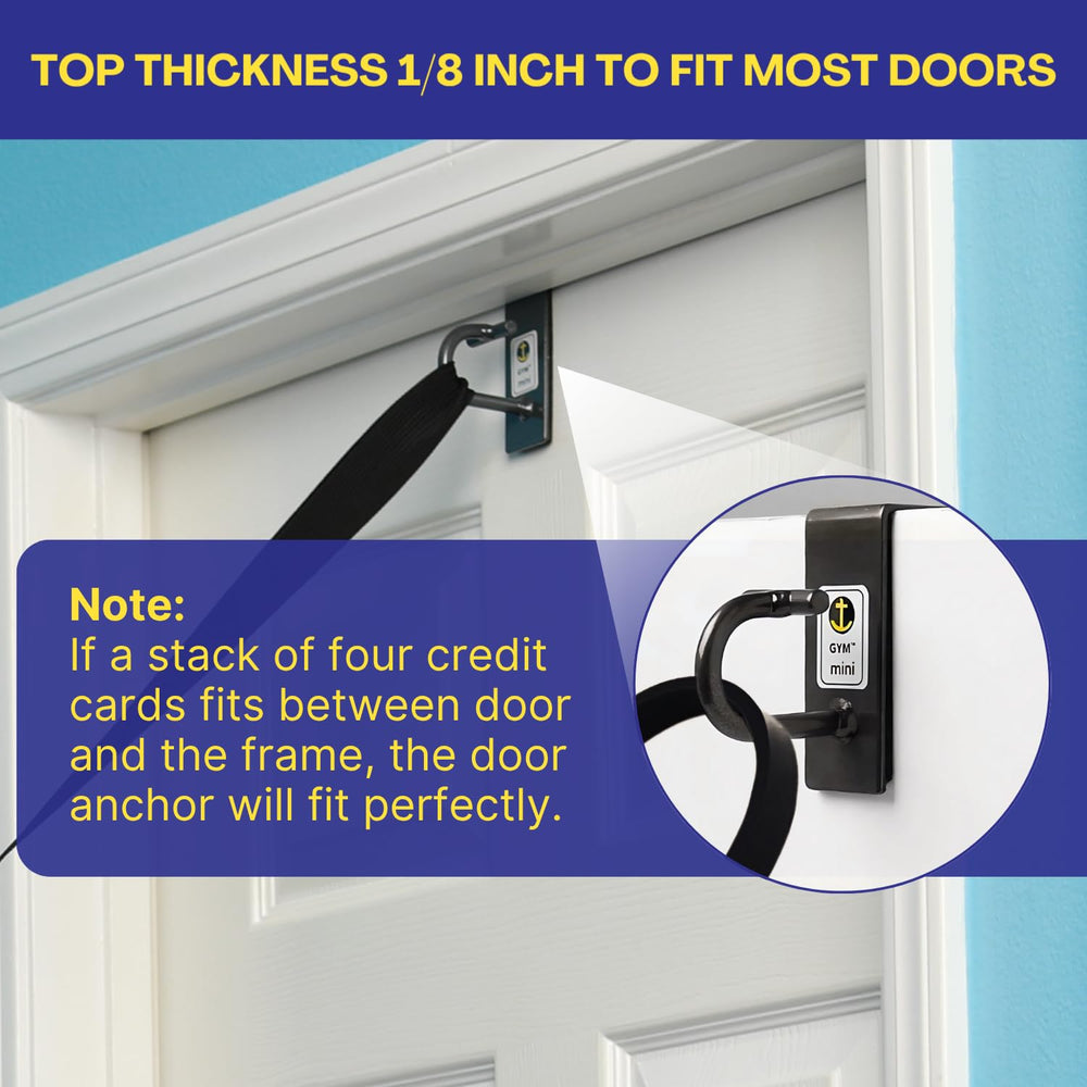 Anchor Gym door anchor held in hand showing portable size and easy storage