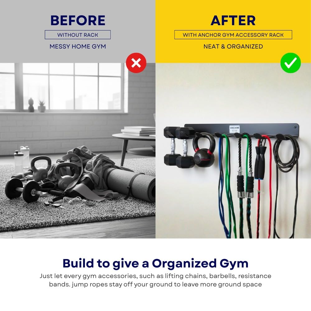 Anchor Gym installation showing 16-inch stud spacing for secure wall mounting