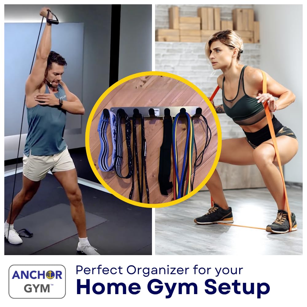 Anchor Gym side profile holding loop bands to save floor space and improve access