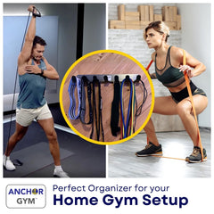Anchor Gym side profile holding loop bands to save floor space and improve access