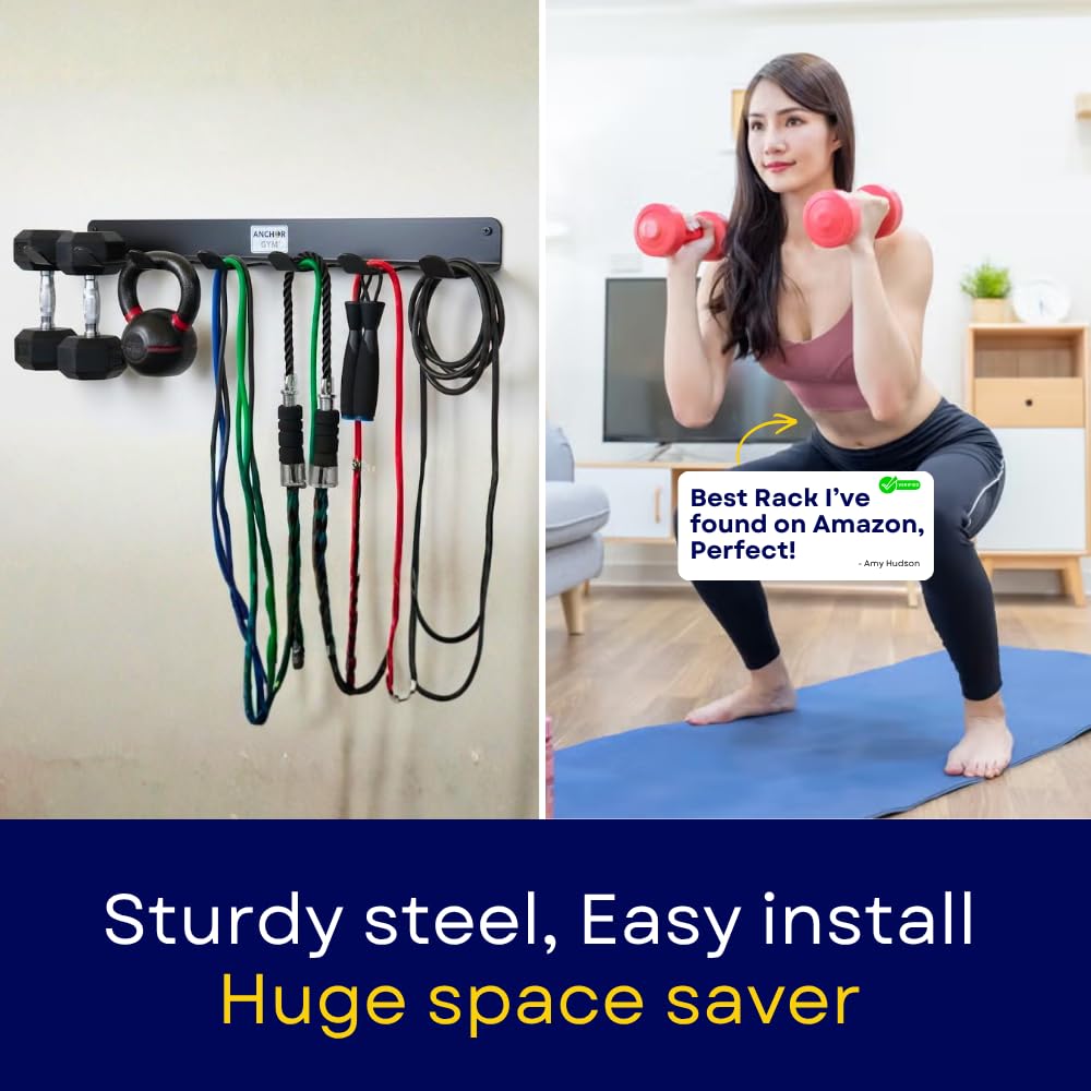 Anchor Gym holding small dumbbells to keep weights accessible and off the floor