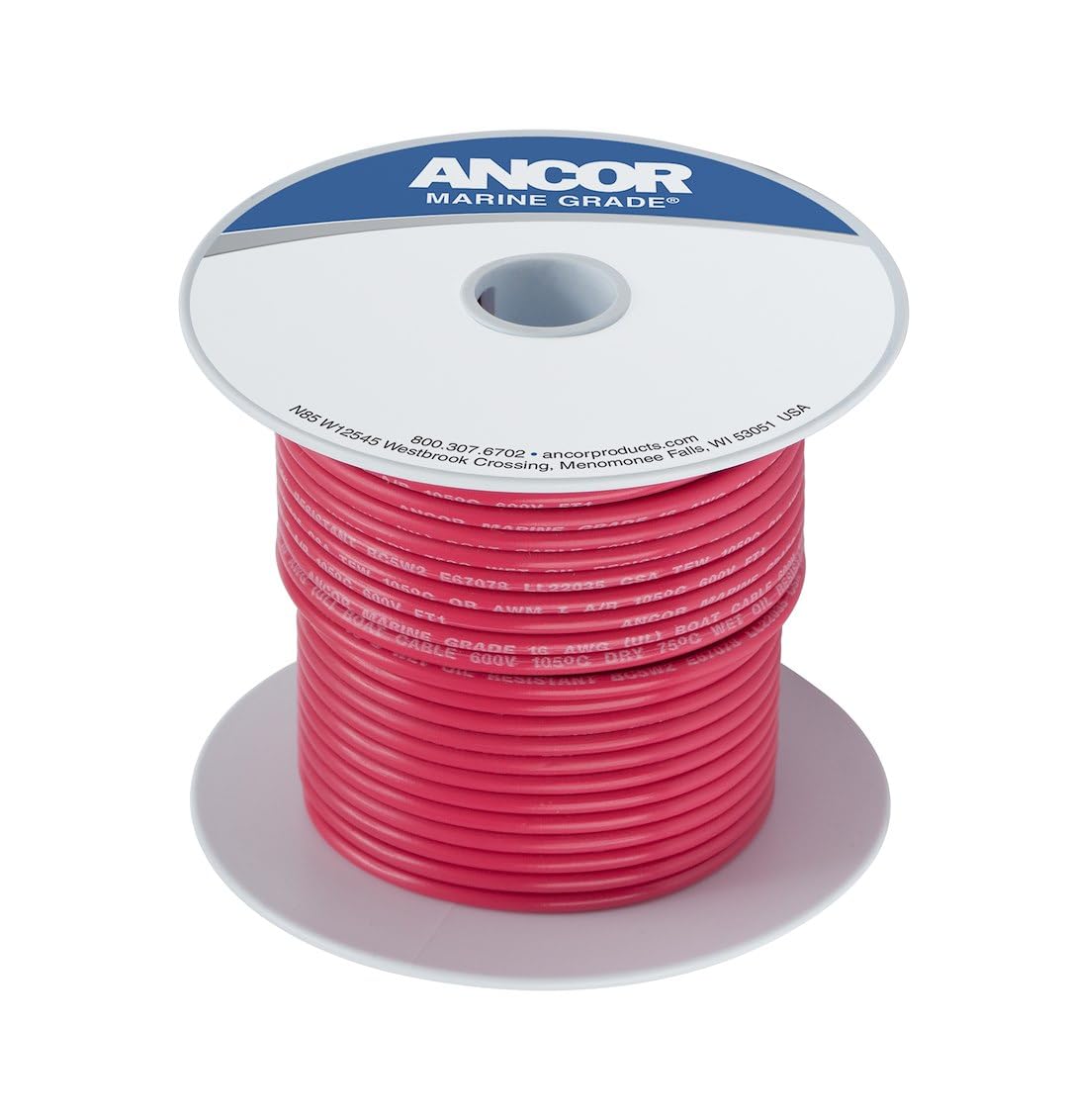 Ancor 14 AWG red spool front view showing durable jacket and clear labeling benefit: easy identification