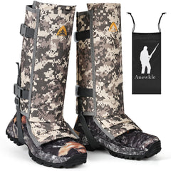 Anewkle front view showing full gaiter coverage and secure buckles protecting calves