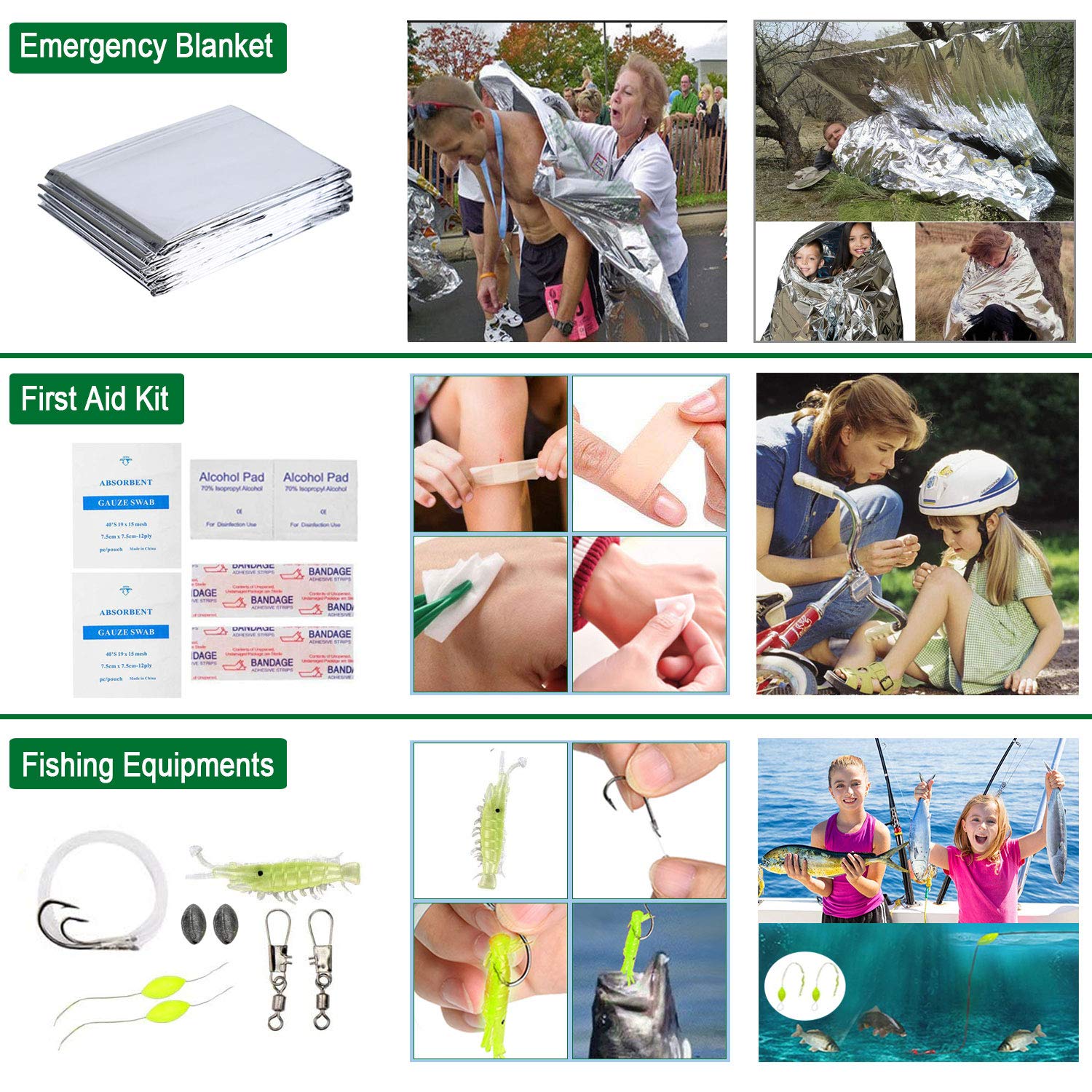 Angieast open kit layout displaying neatly organized survival tools and first-aid items for convenience