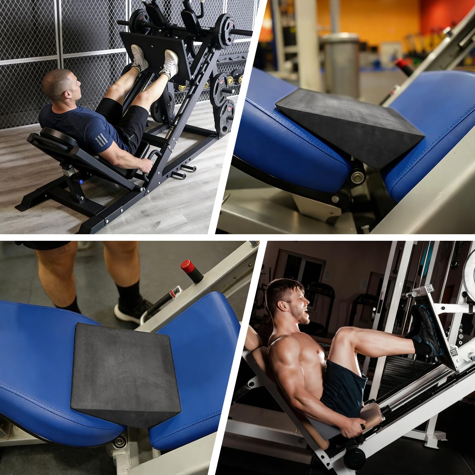 Anicuta pad seated on leg press platform providing secure contact and safety