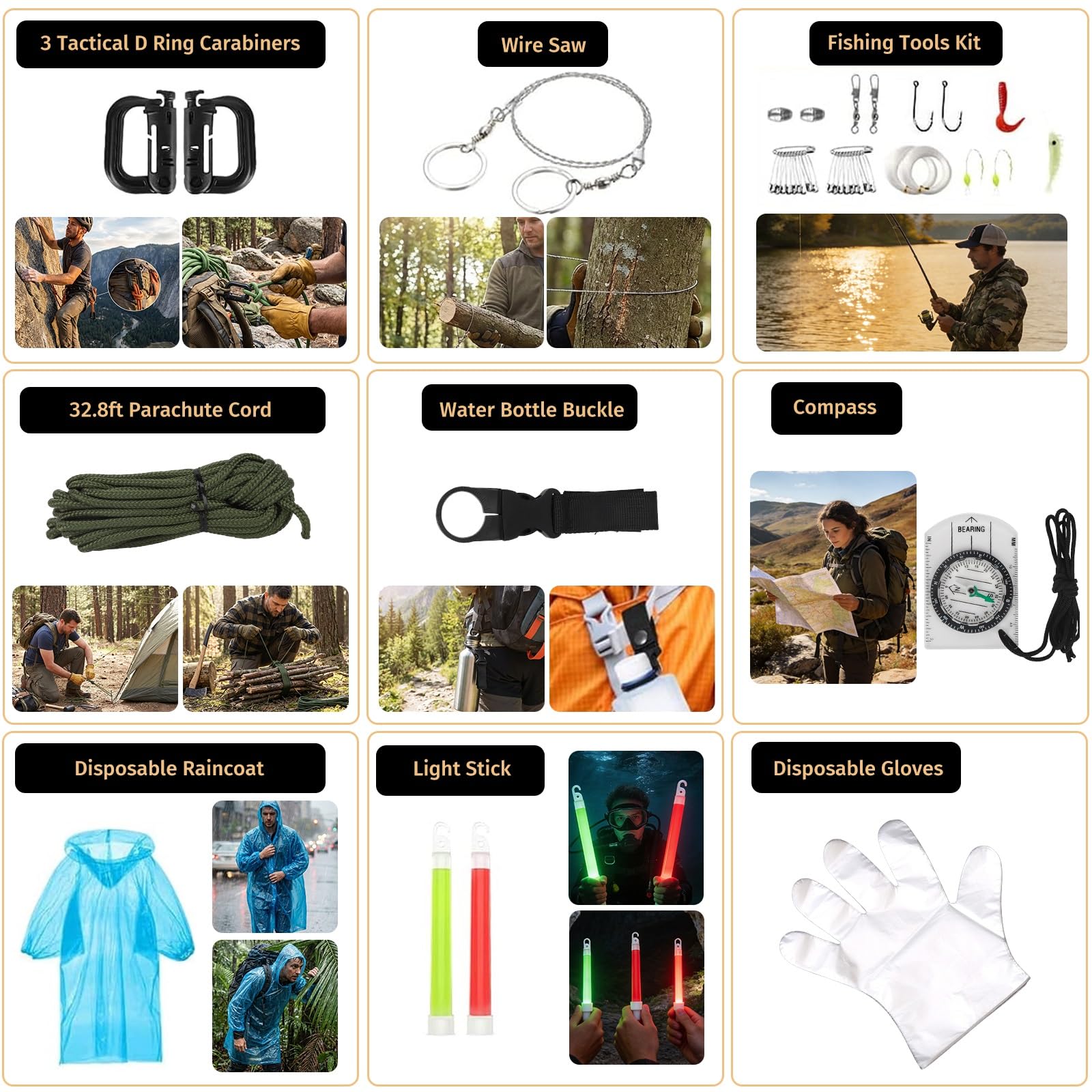 ANJiME survival kit in use on a hiking trail showing readiness and convenience