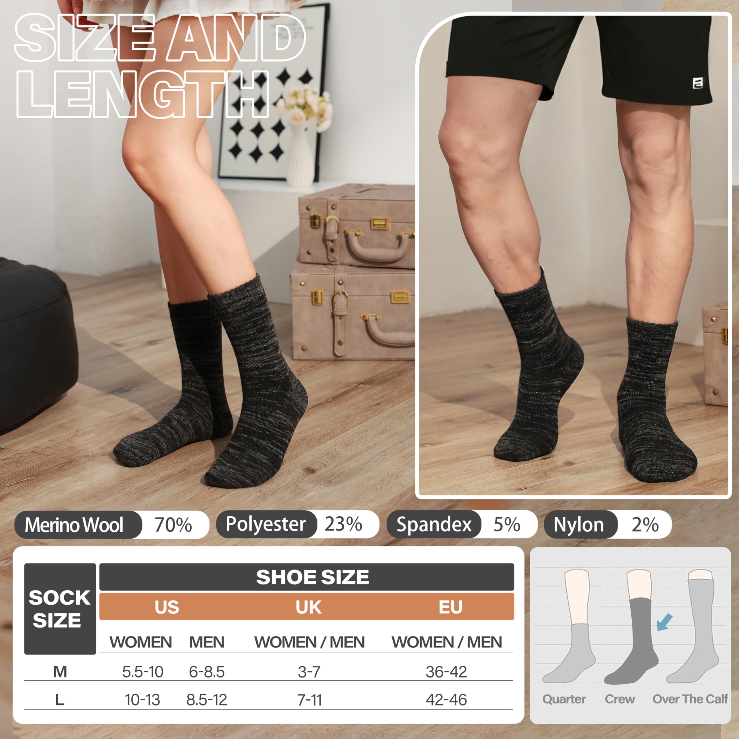 Anlisim size chart and pair layout conveying fit options and value