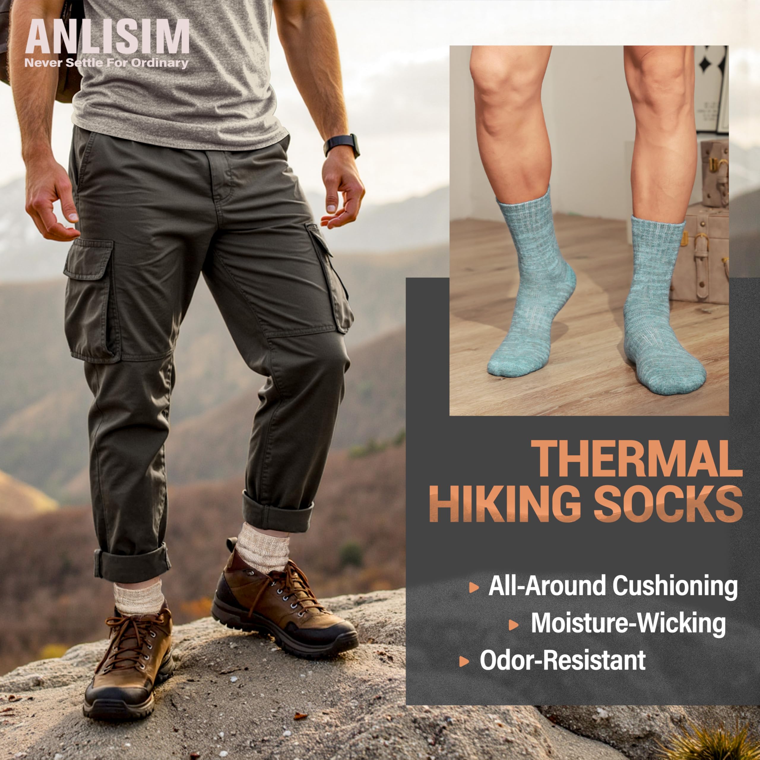 Anlisim sock in boot scale shot demonstrating crew height and secure fit
