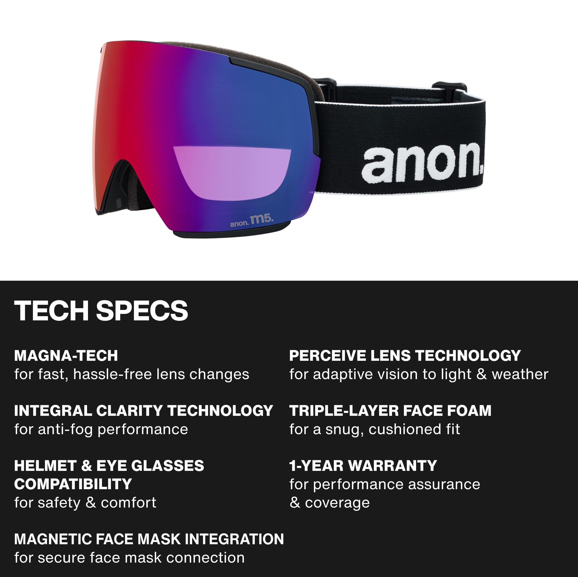 Anon M5 Magna-Tech magnet detail showing secure magnetic lens attachment