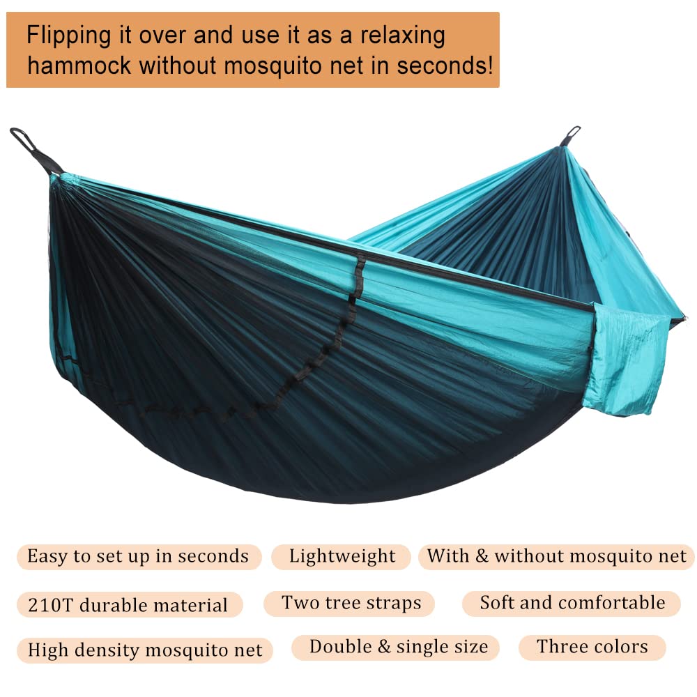 AnorTrek double hammock in use with two people showing roomy comfort and load support