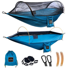 AnorTrek packed hammock in carry bag showing portability and quick grab-and-go
