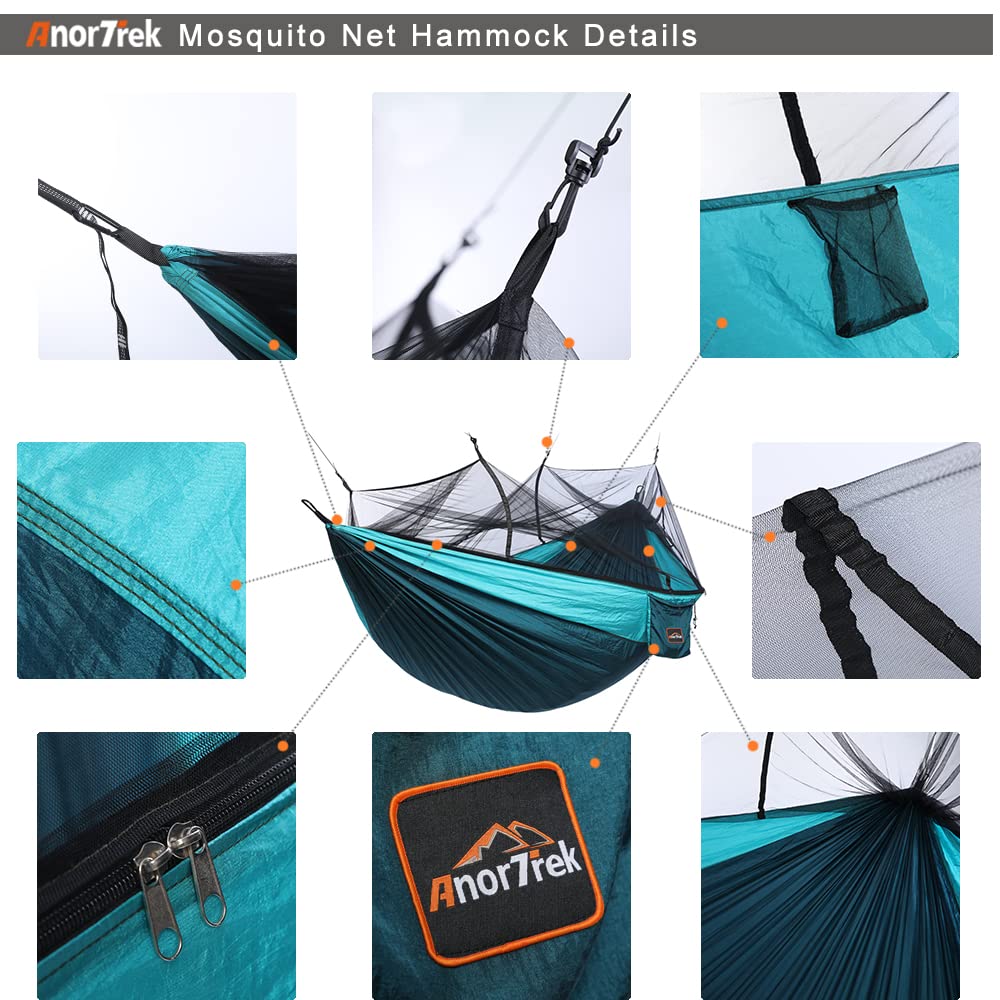 AnorTrek hammock hung between trees showing quick setup and stable support