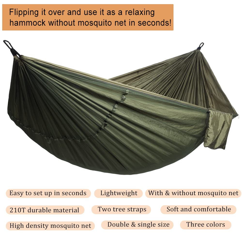 AnorTrek hammock size comparison with person to show single versus double space