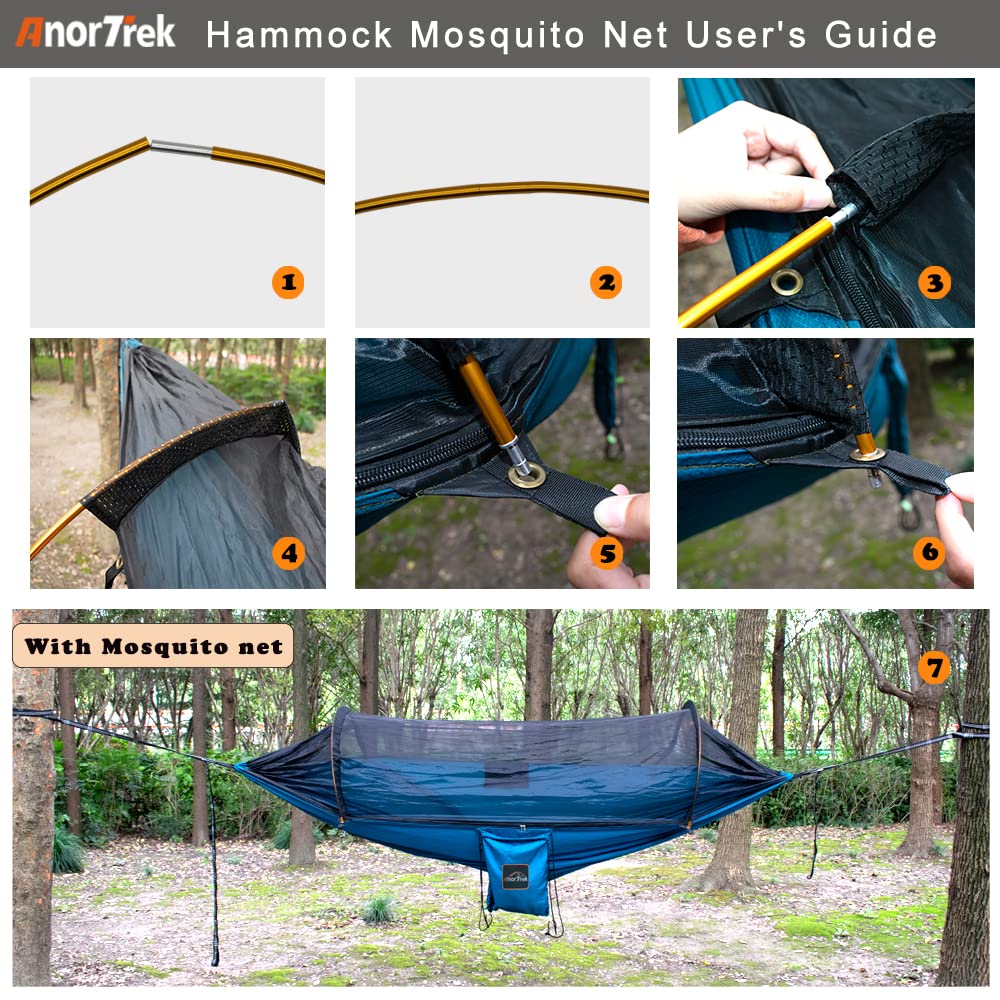 AnorTrek tree straps and carabiners displayed for secure adjustable hanging