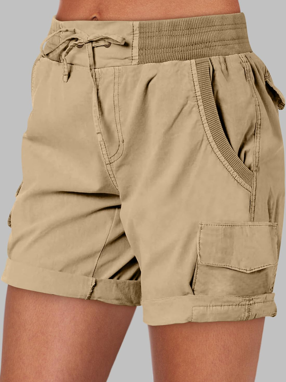 ANRABESS closeup of elastic waist and working drawstring for adjustable comfort