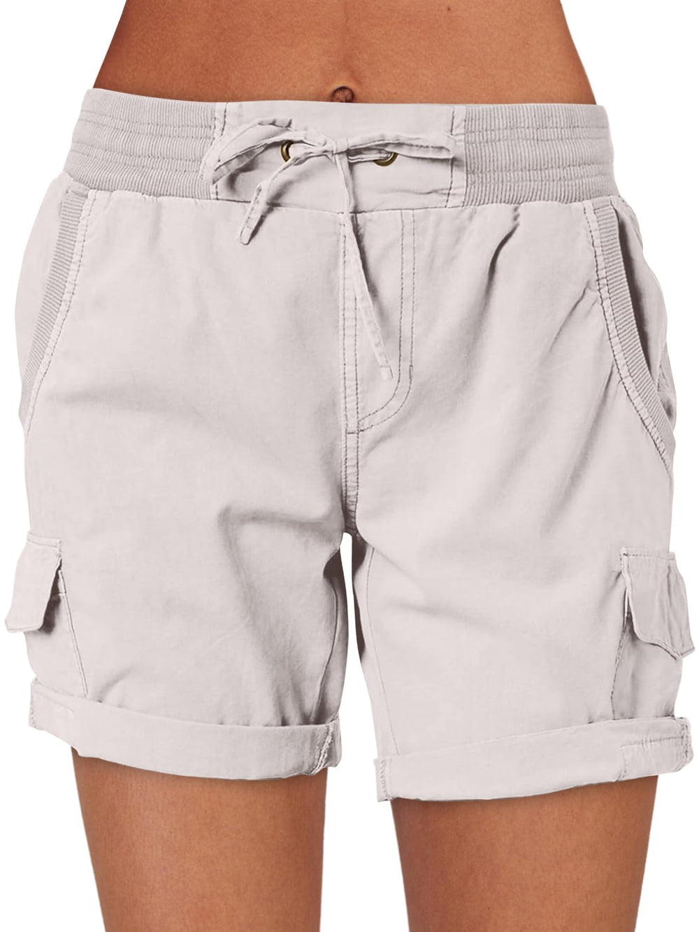 ANRABESS front view beige cargo shorts showing fit and silhouette, ideal for summer wear