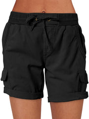 ANRABESS front view of black cargo shorts showing fit and pockets for versatile wear