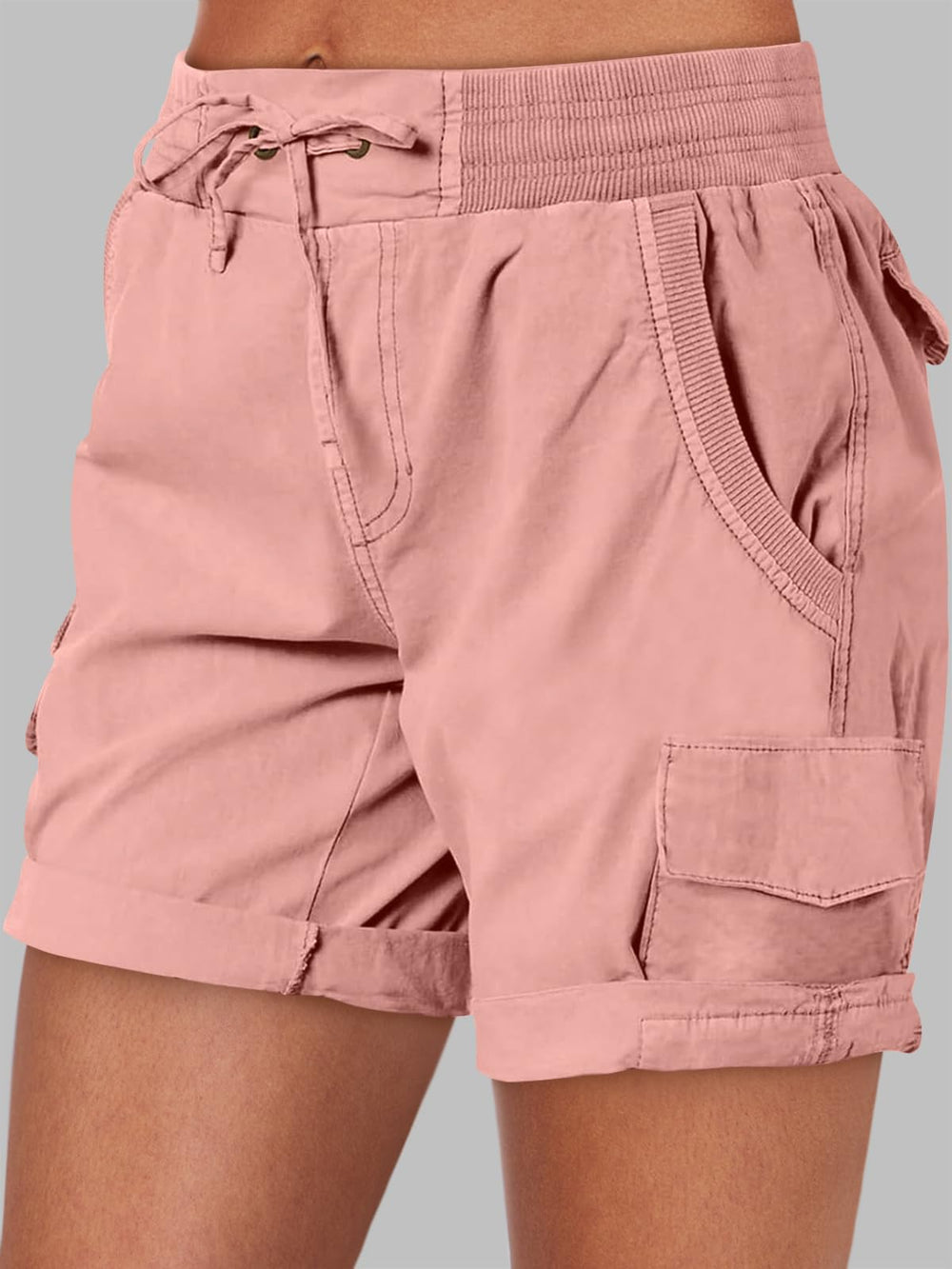 ANRABESS closeup of elastic waistband and drawstring for adjustable fit