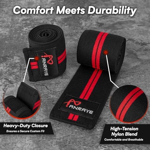 Anraye elbow wrap worn during bench press providing stable joint support and control
