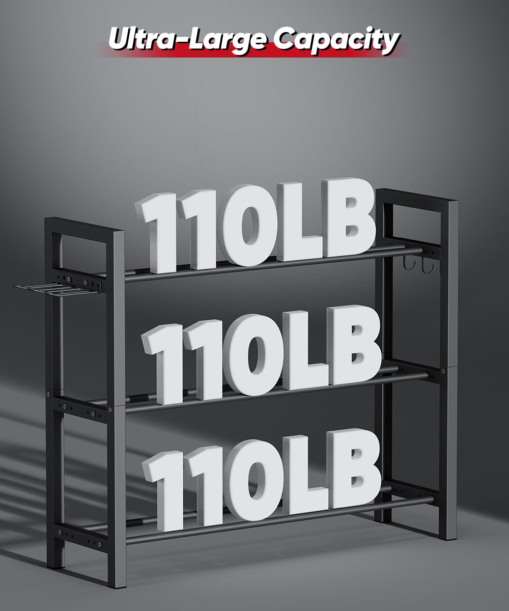 Ansionsol rack loaded with dumbbells demonstrating quick access and stable organization