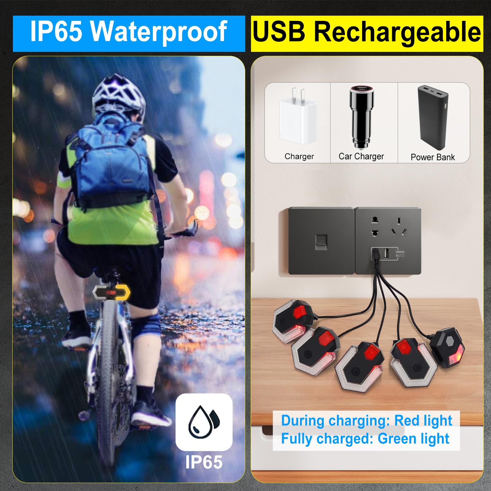 Antfire USB charging cable connected to lights for quick recharging