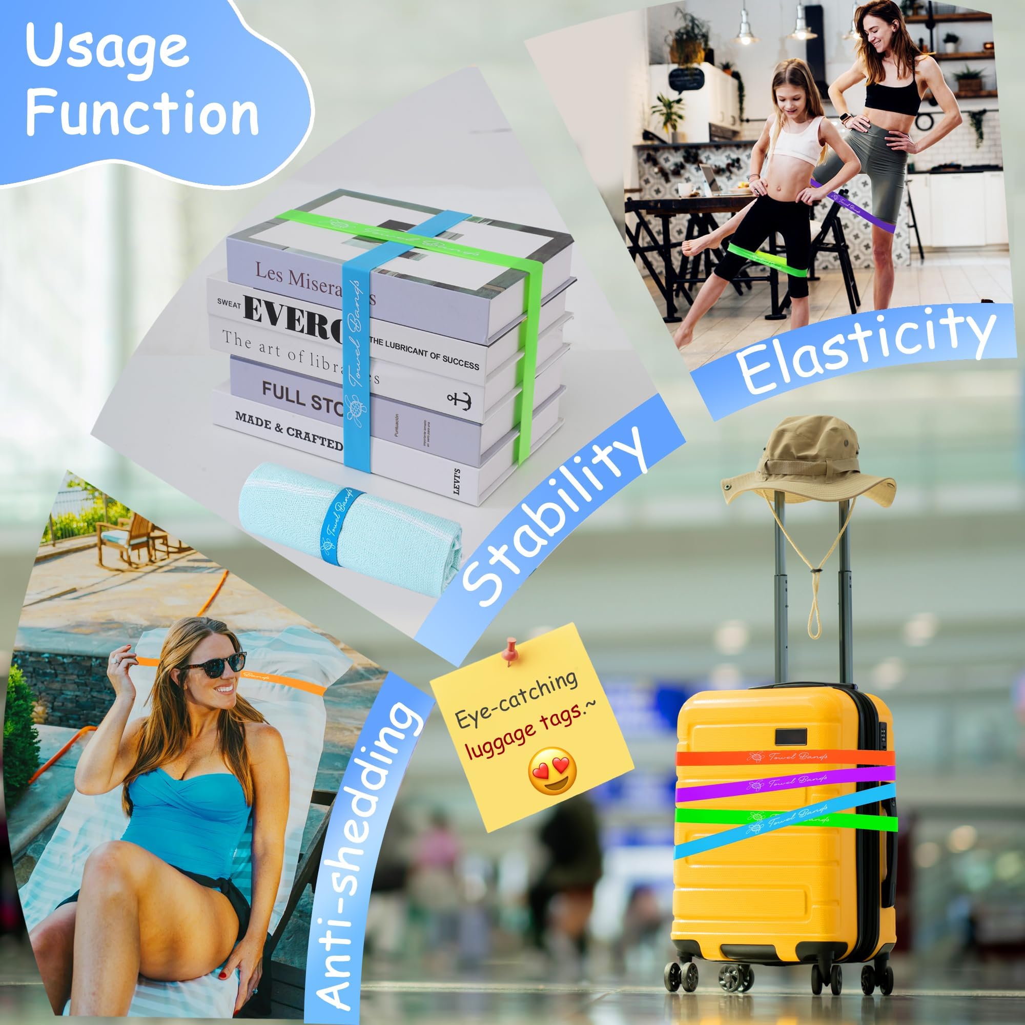 Antfuny band next to sunglasses showing convenient size and portability