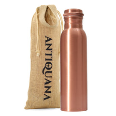 ANTIQIANA front view of 34 oz copper bottle showing elegant design and portability