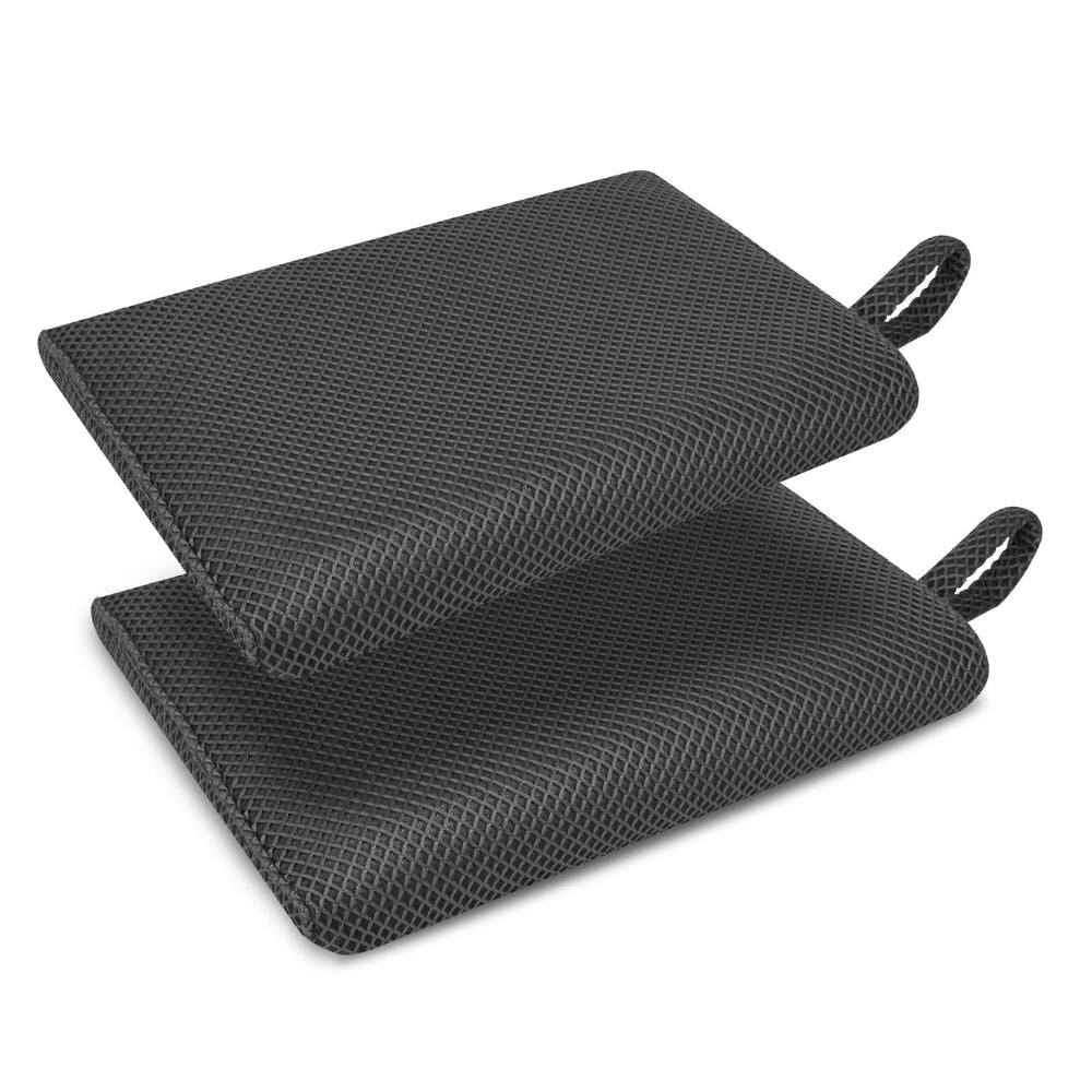 Anycosy front view of two gray cushions showing comfortable padding and portability