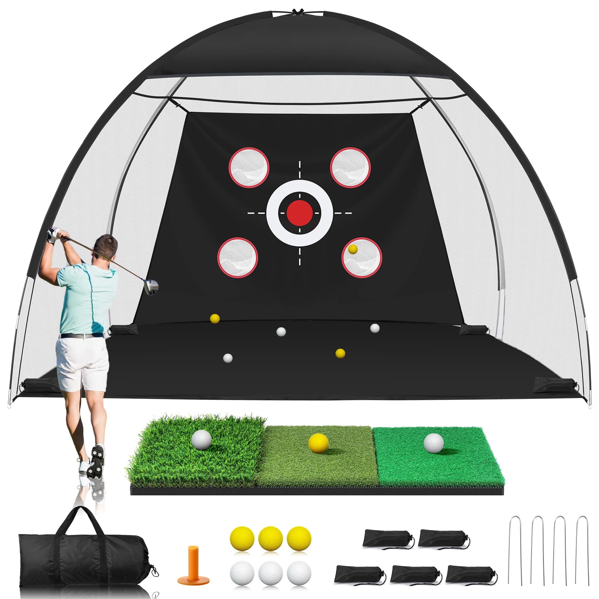 Anygulf front view net setup showing targets and stability — clear practice benefit
