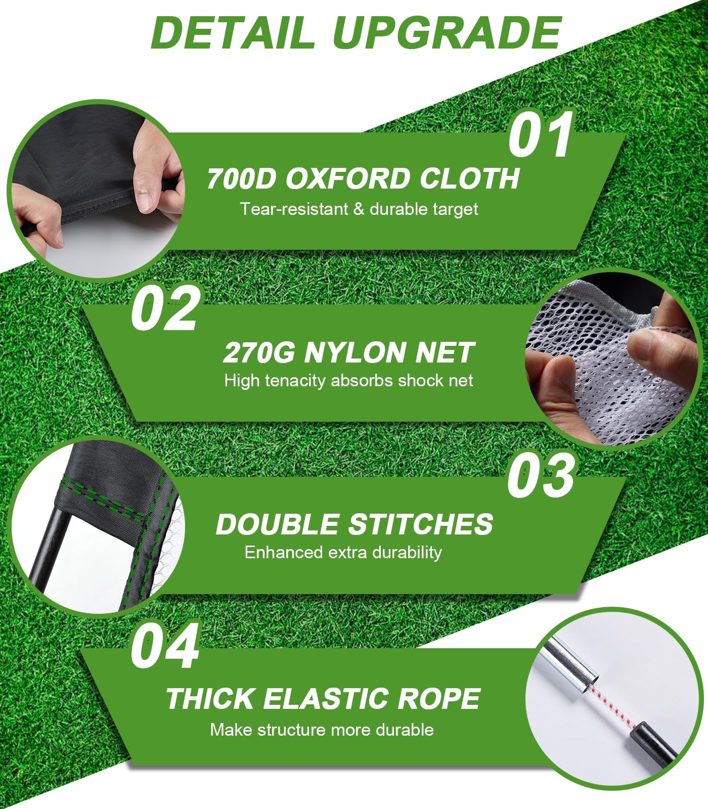Anygulf tri-turf mat detail demonstrating realistic turf feel for versatile practice