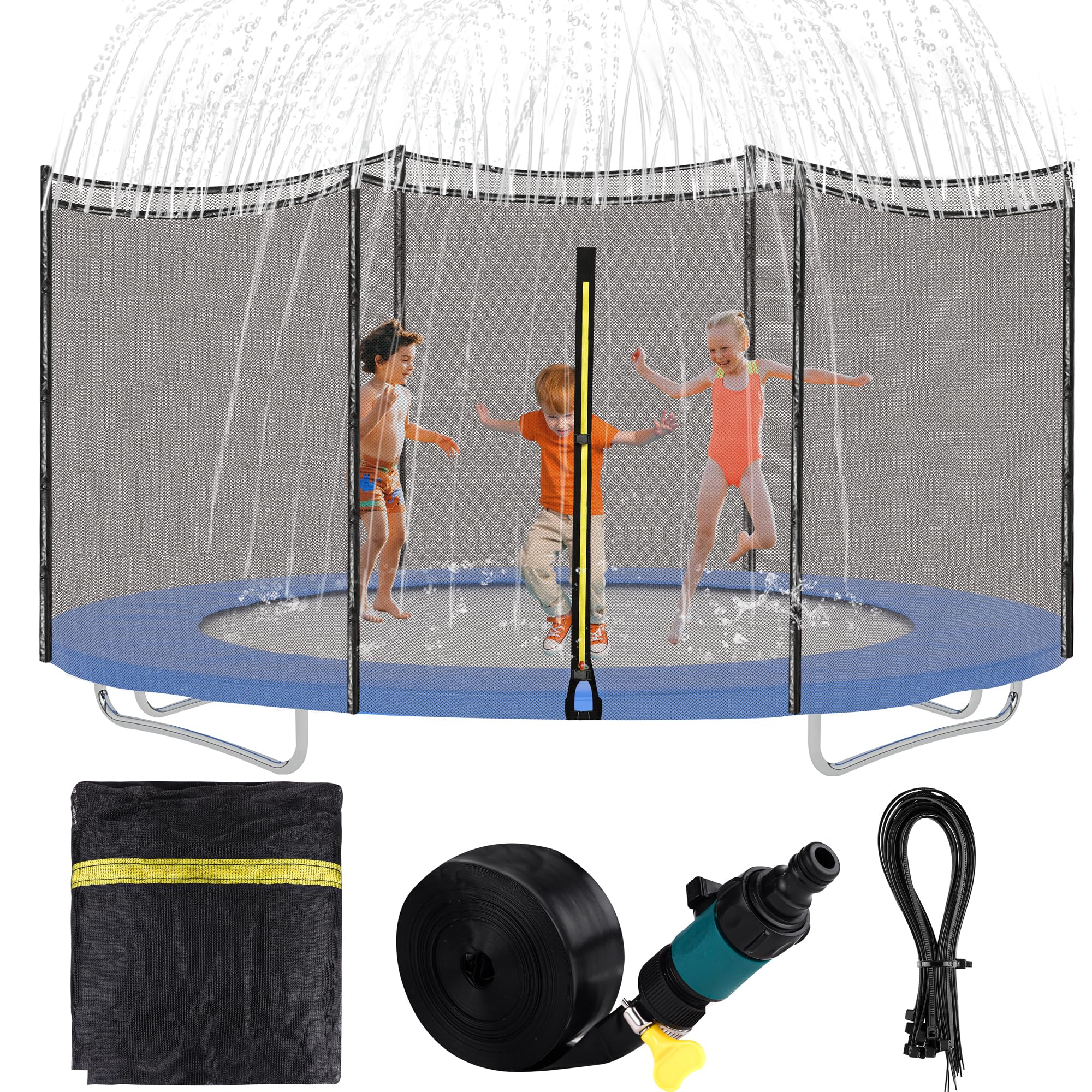 Aodaer front view of full 14ft trampoline enclosure showing complete coverage and safety