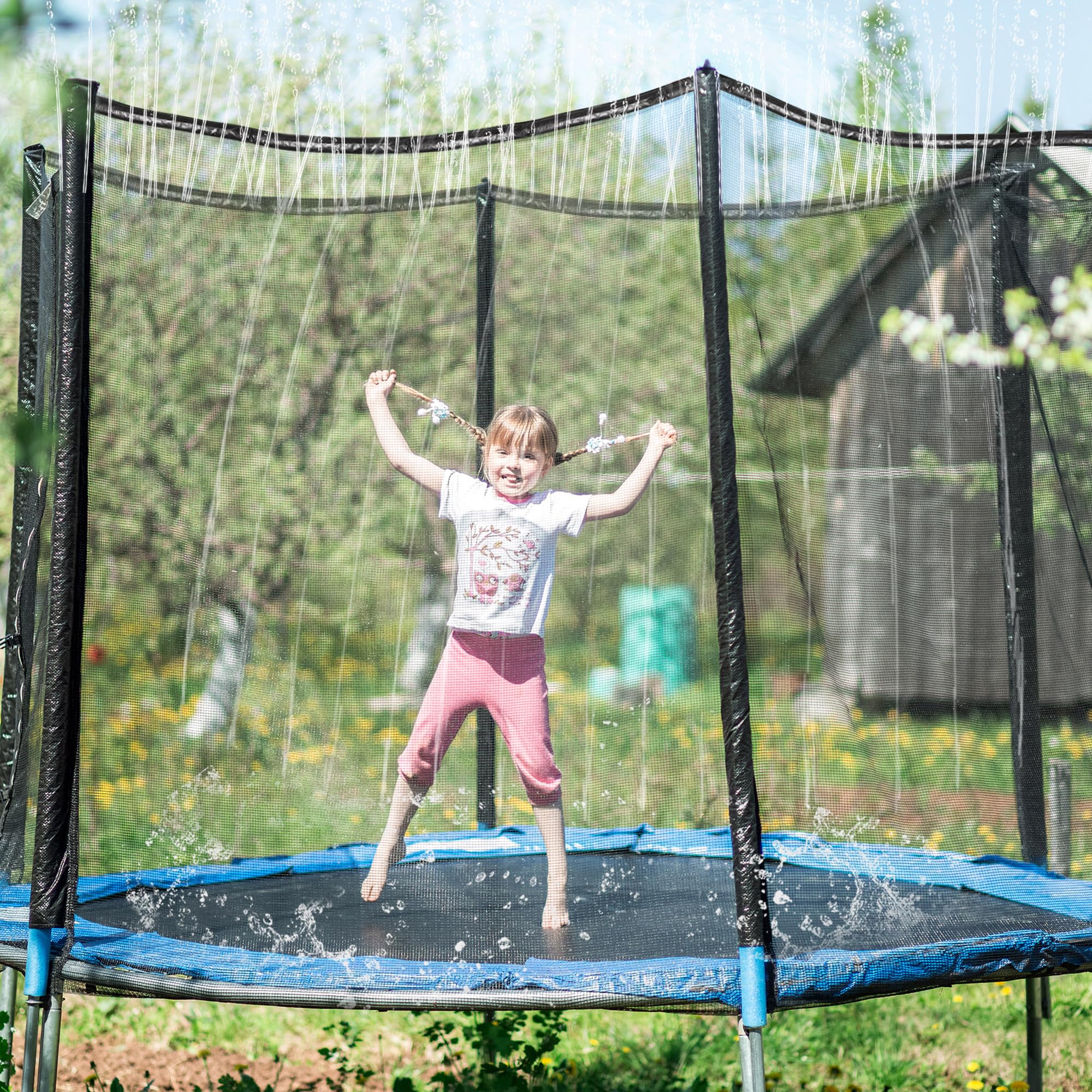 Aodaer net installed on a 14ft round frame showing correct size and fit
