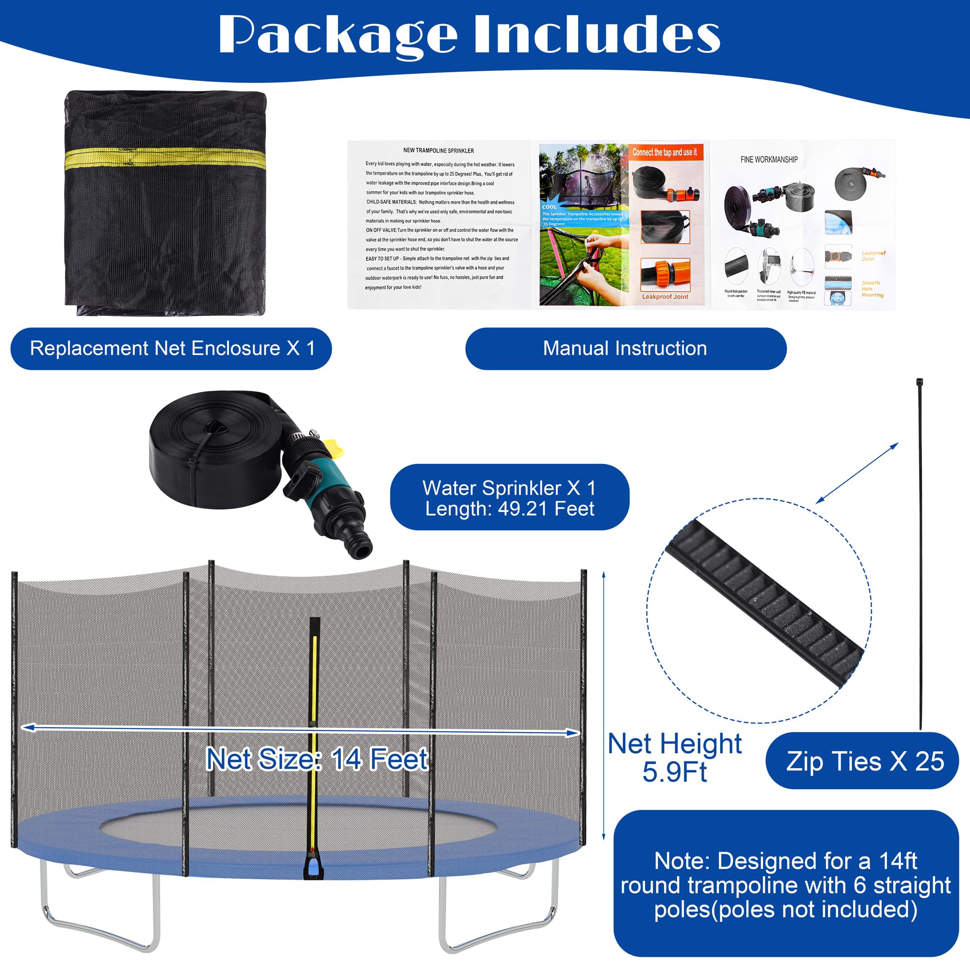 Aodaer top-mounted sprinkler detail spraying mist to cool trampoline surface