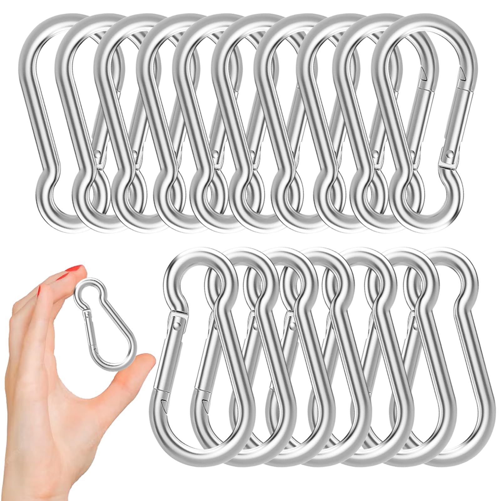 AODESTINY front view of 50-pack carabiners showing bulk supply and convenience