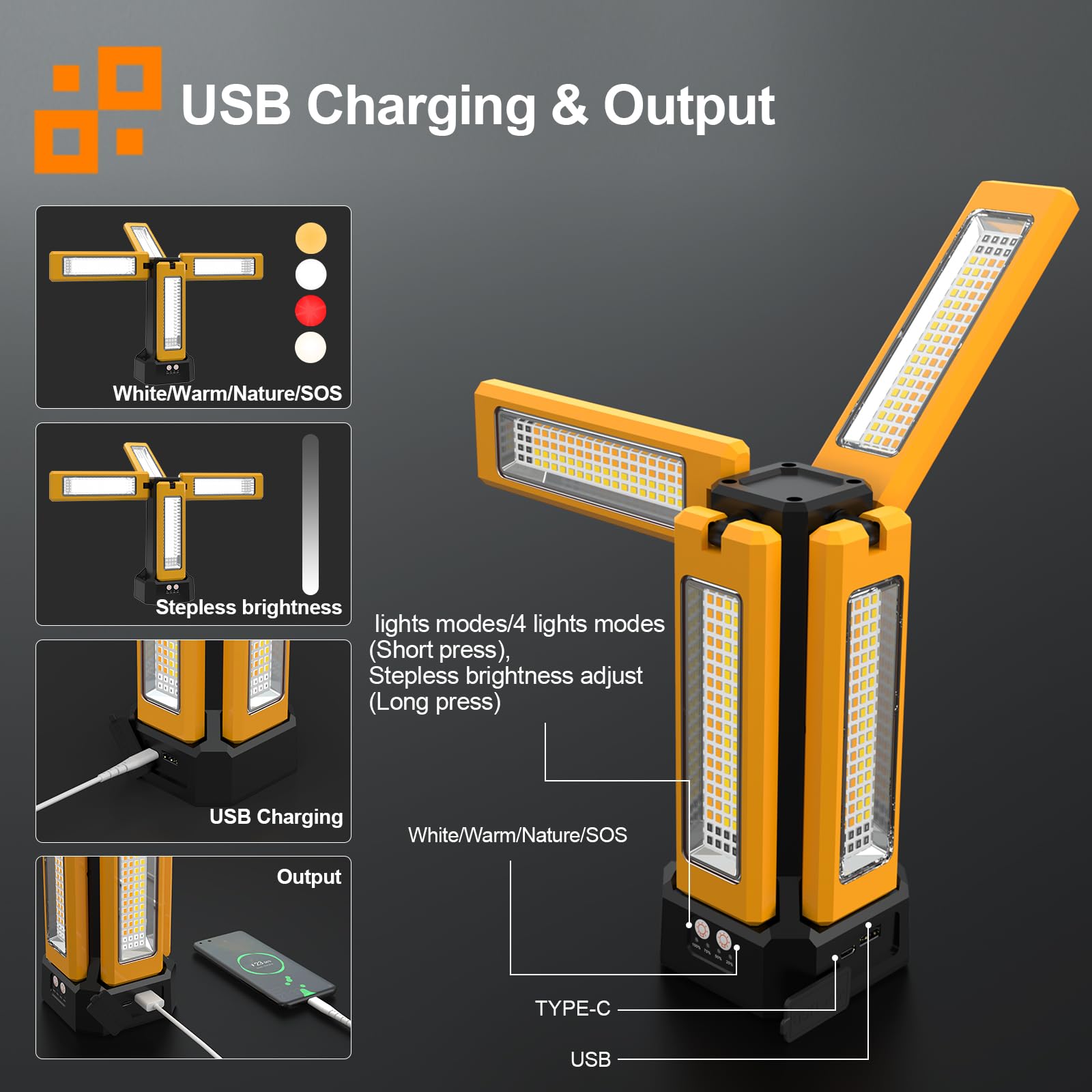 AODOO close-up of LED lamp heads highlighting adjustable multi-angle benefit