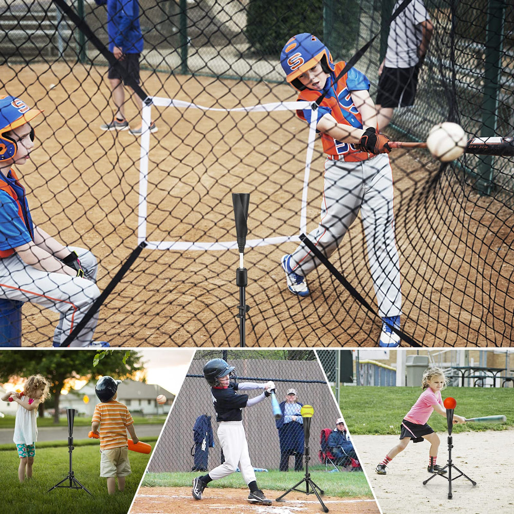 AOLIGEIJS batting tee in use in backyard helping solo swing repetition