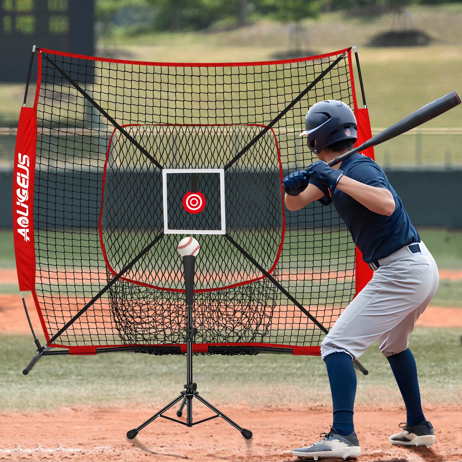 AOLIGEIJS close-up of 7-ply knotless polyester netting highlighting durability and ball protection