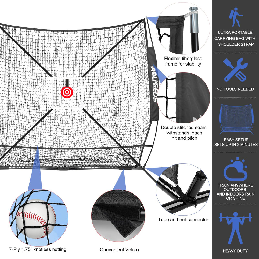 AOLIGEIJS closeup of 7‑ply knotless netting and fiberglass rod for toughness