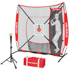 AOLIGEIJS front view of assembled practice net showing portability and target