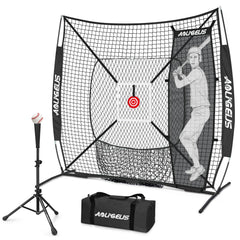 AOLIGEIJS front view of assembled 6x6 practice net showing durable coverage and portability