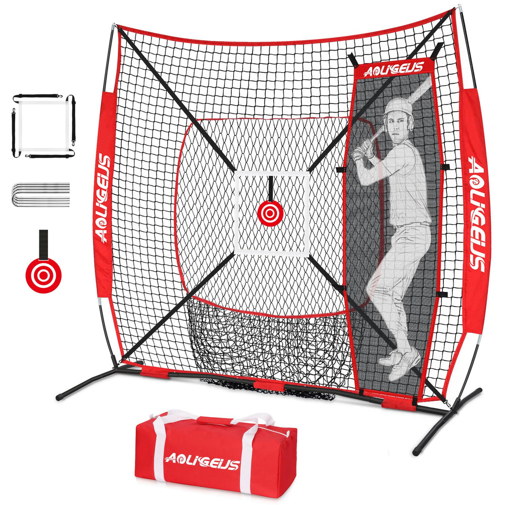 AOLIGEIJS front view of assembled net showing stable frame and full coverage for practice